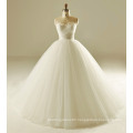 Classic Pleat Design Feather Bodice Wedding Gown